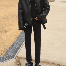 ジャケット メンズ アウター・ボア レザージャケット 無地 フェイクレザー オーバーサイズ 韓国 エコレザー 冬