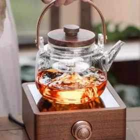 ティーポット ストーブ周りのお茶作り用ガラス ガラス製ティーポット 電気セラミックストーブ ケトル お茶用の特別な蒸しティーポット 高温耐手作り